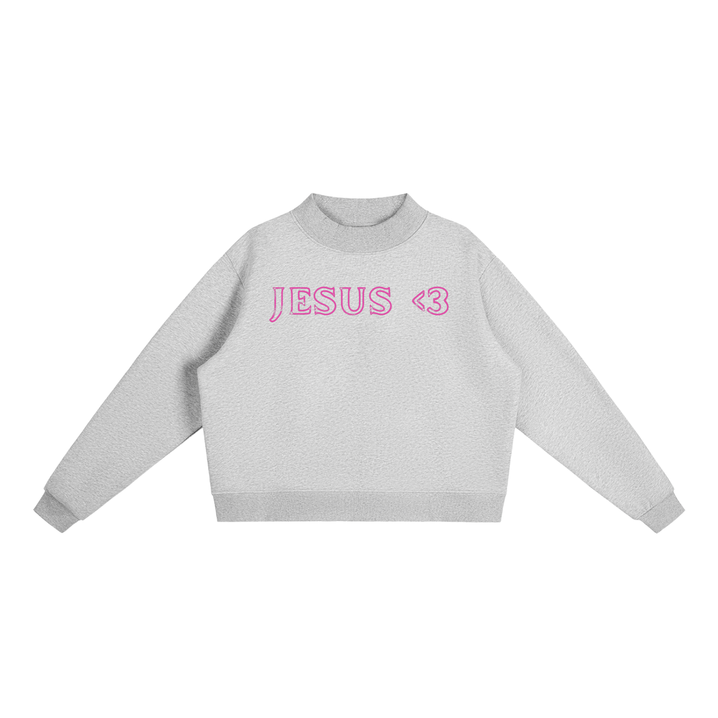 JESUS <3 - Fleece Mock-Neck Crew Sweatshirt (Women's)